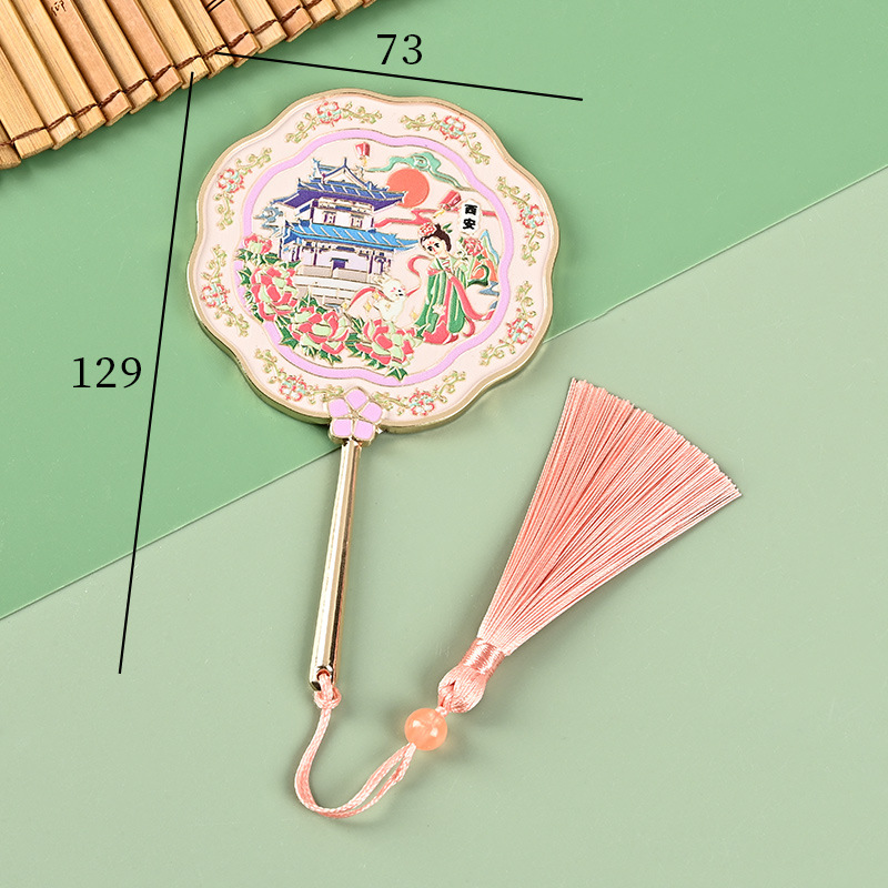 立体浮雕景点手持化妆镜 定制复古国风文创镜子  文创小礼品金属随身镜