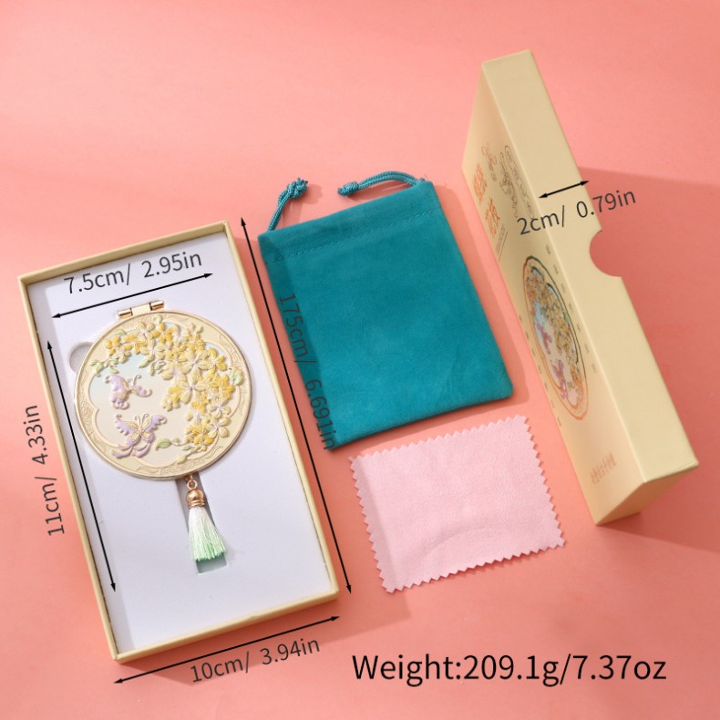 随身镜文创定制 立体浮雕手持化妆镜 便携迷你随身镜定制 工艺精美镜面透亮