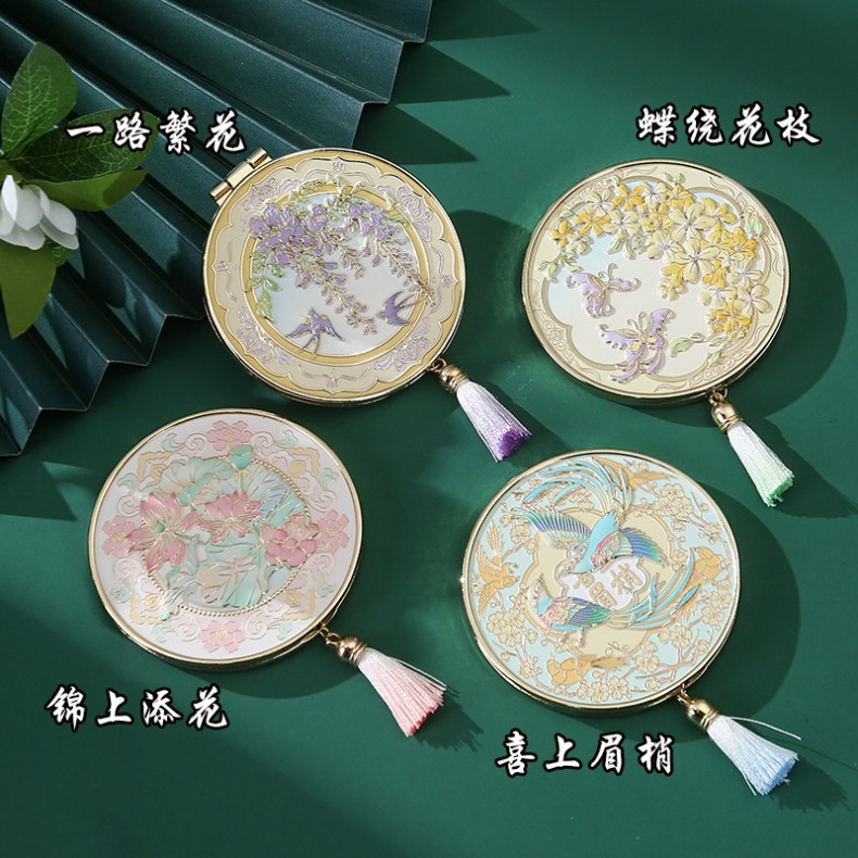 2025国风文创手持圆镜子化妆镜博物馆古风金属便携随身小镜旅游纪念品