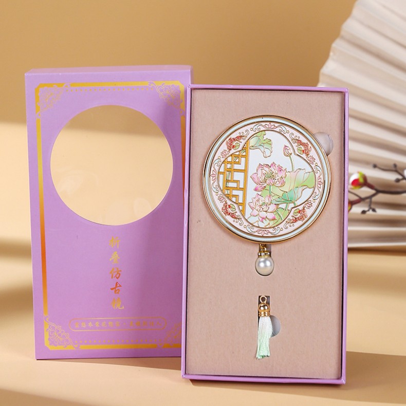 2025景区文创金属随身镜 精美伴手礼便携迷你化妆镜 古风温柔紫小镜子