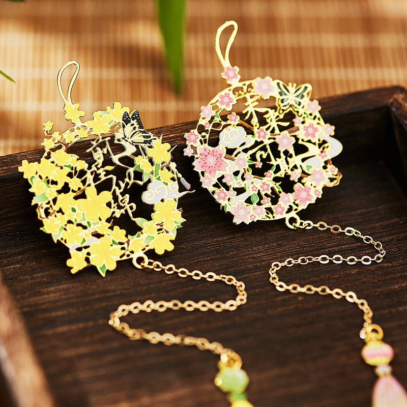 蝶梦花语镂空金属书签中国风吊坠书签高档精致小学生奖励礼物送老师古风国风