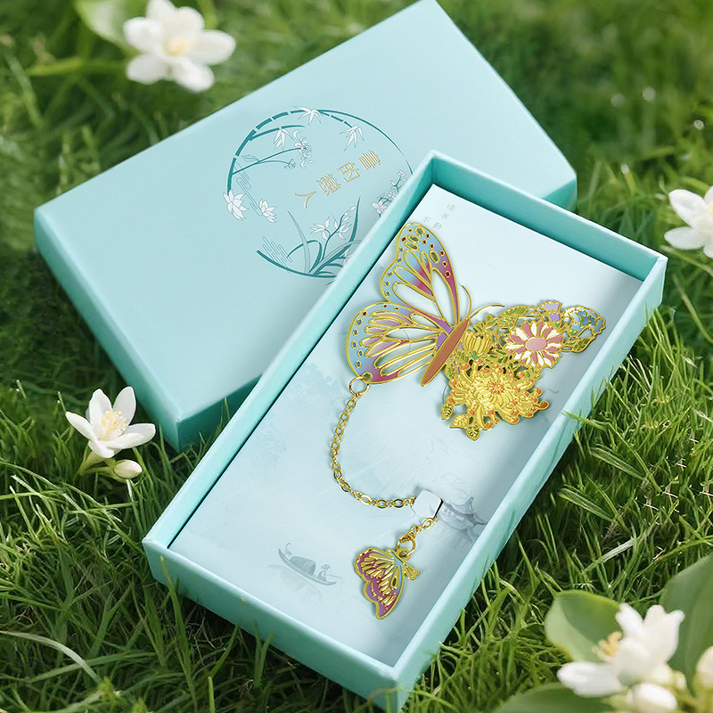 国风蝴蝶金属书签礼盒开学新年送老师同学生日礼物精美礼品纪念